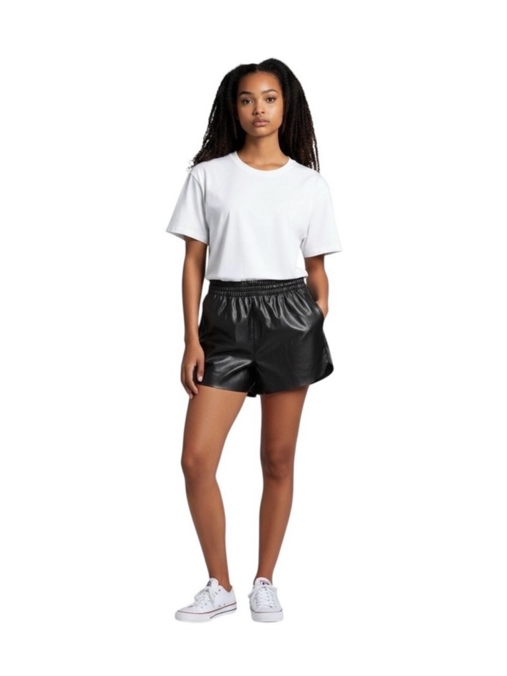 Abercrombie Vegan Leather Paperbag Shorts Black XS NWT High Rise Lounge Luxe